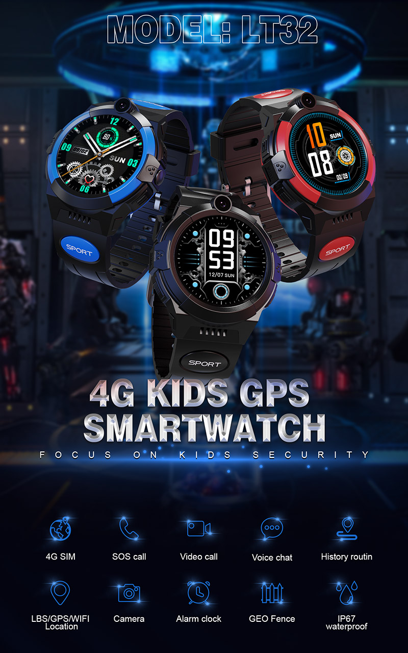 LT32E Round 4G GPS SOS Kids Watch